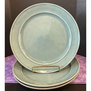 Pottery Barn Cambria Salad Luncheon Plates Turquoise Blue Portugal 9" Set Of 3